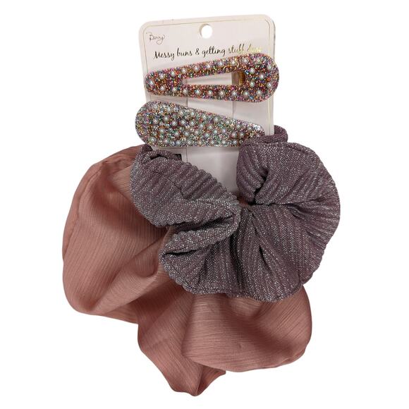 Berry Good Hair Scrunchies and Barrettes Shimmer Pink Purple - Picture 6 of 6